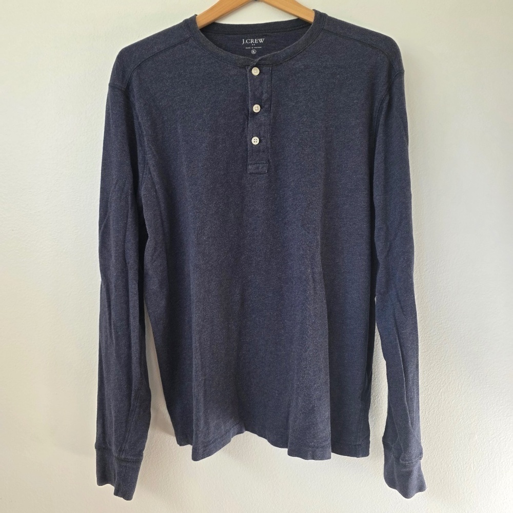 J Crew Men's Dark Blue Long Sleeve Henley - XL